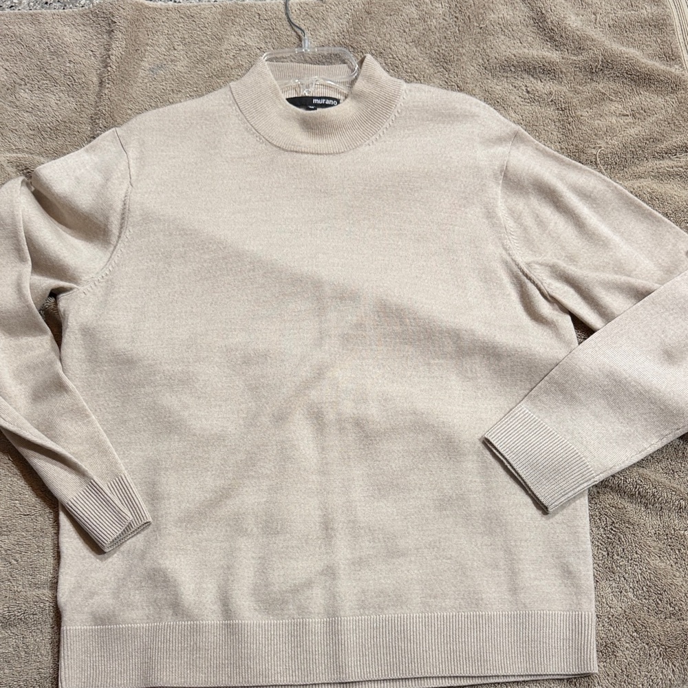 100%Murano wool Men's Light Beige Turtleneck Sweater